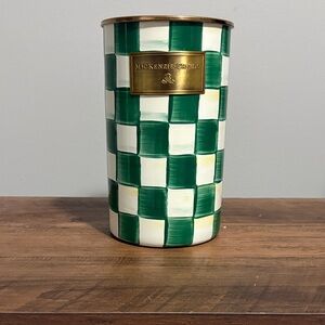 MacKenzie-Childs Green and White Checkered Utensil Holder
